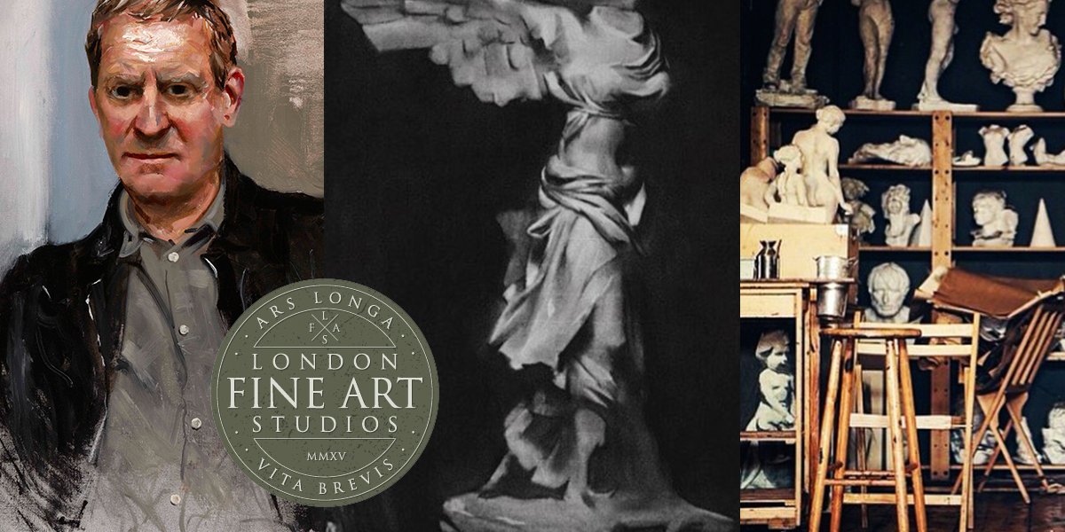 Left: Andrew Motion by Scott Pohlschmidt Centre: Winged Victory of Samothrac by Joni H Duarte Right: London Fine Art Studios