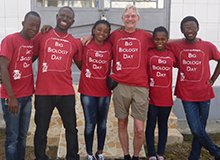 Ian and his team in Sierra Leone wearing Big Biology Day t-shirts