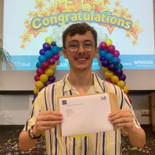 Kelham Hillier holds his A-Level results