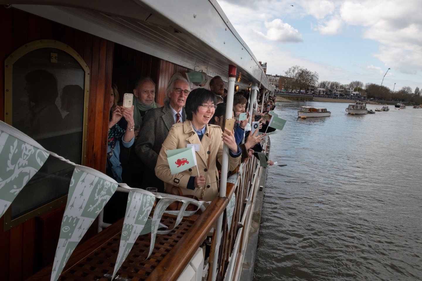 Alumni cheer the teams on from aboard the PS Elizabethan