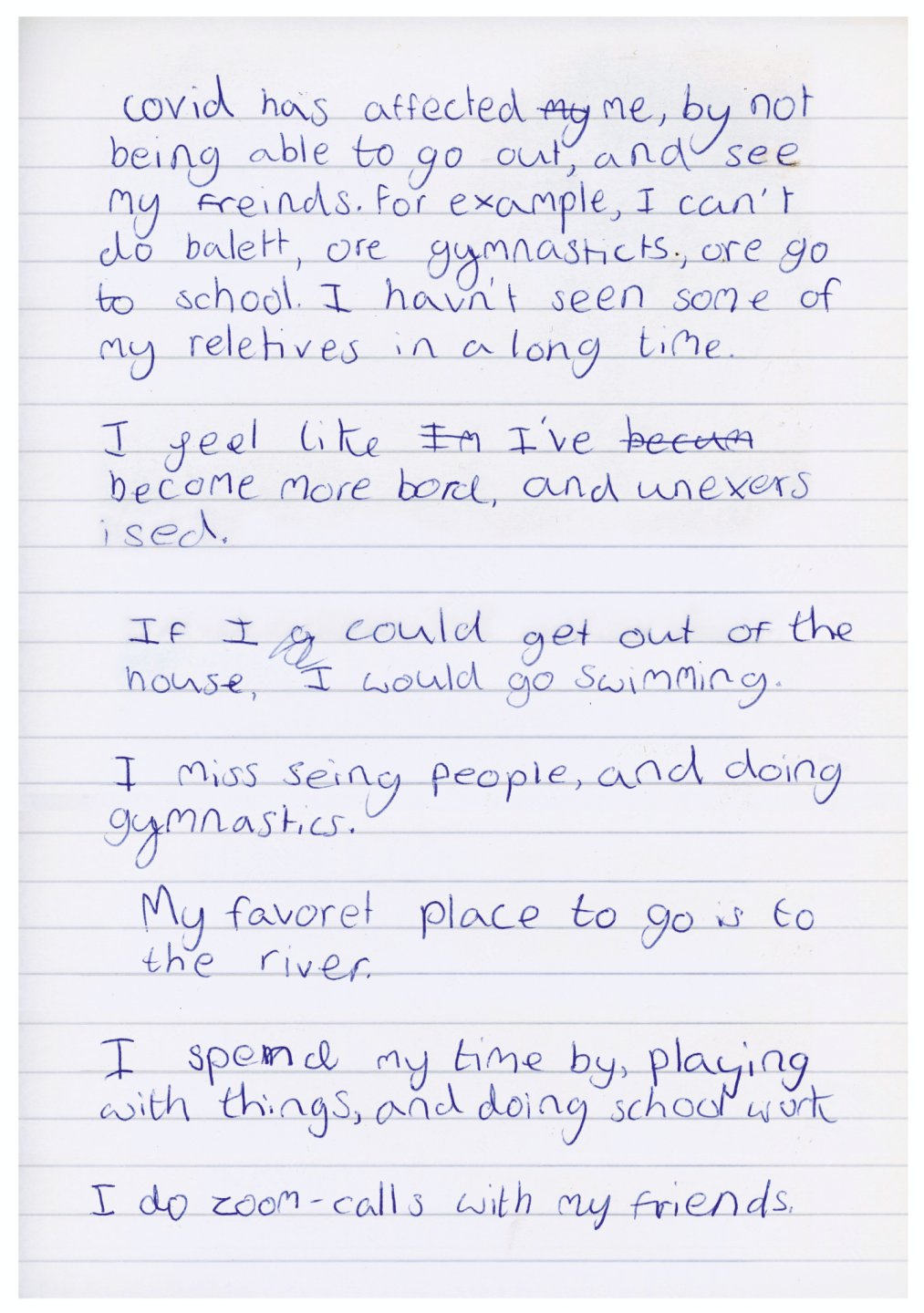 A letter from a child about COVID lockdown