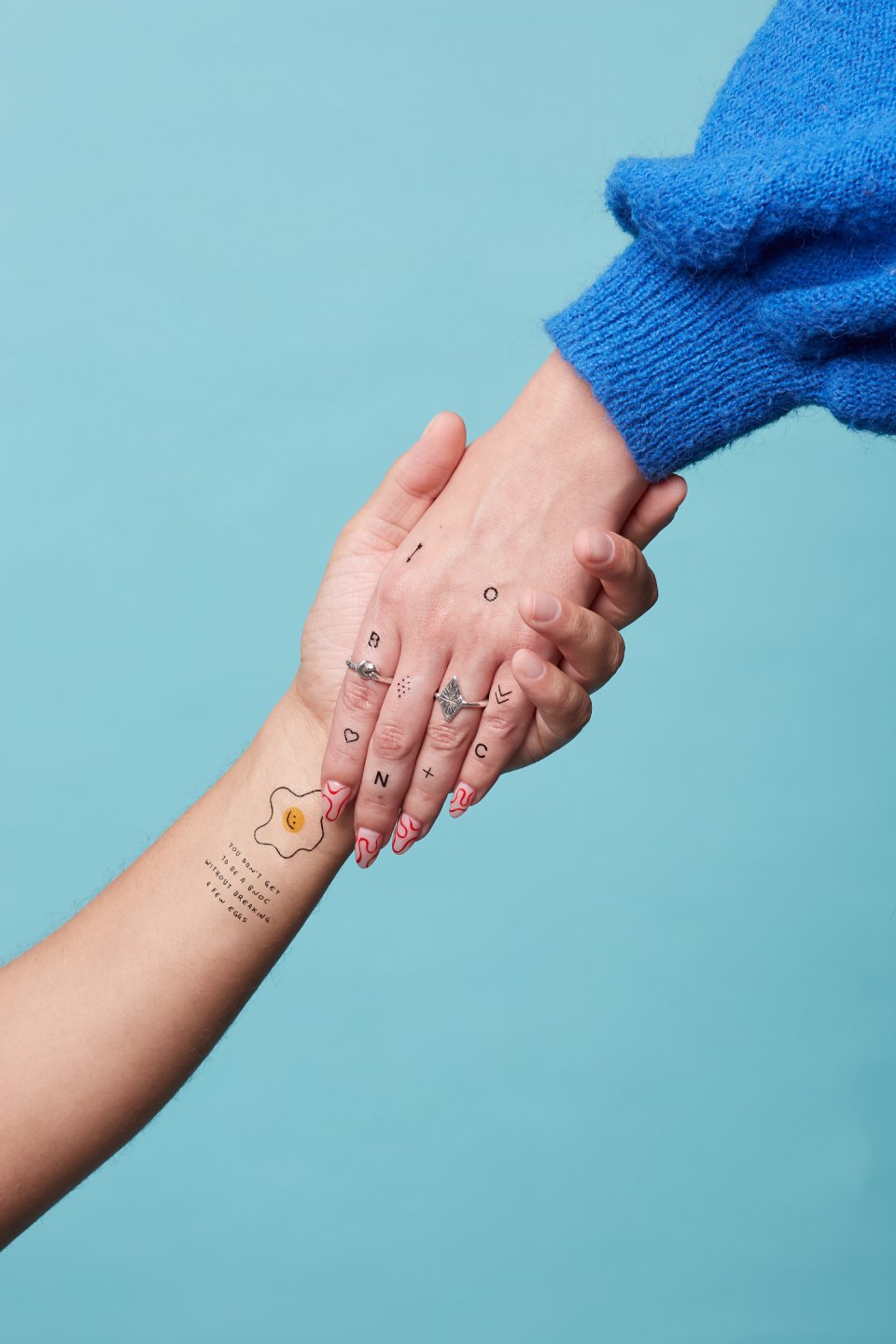 'You don't get to be a BNOC without breaking a few eggs' temporary tattoo.
