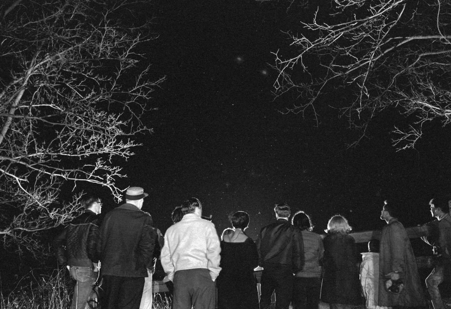 People watching lights in the sky
