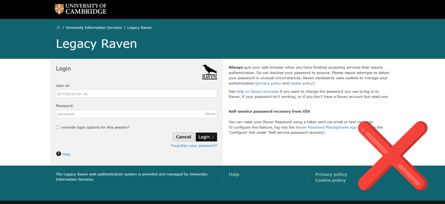 Screenshot of the old login screen with the Raven logo
