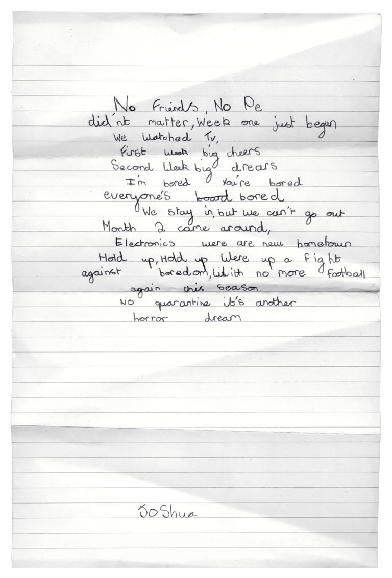 A sad poem from a child about COVID lockdown